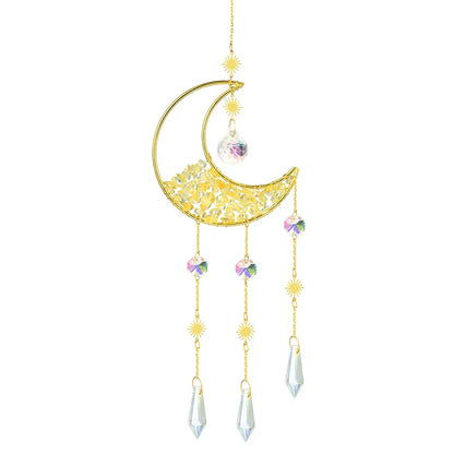 Gold Moon Crystal Suncatcher Wind Chime for Rainbow Effects - Smarsty