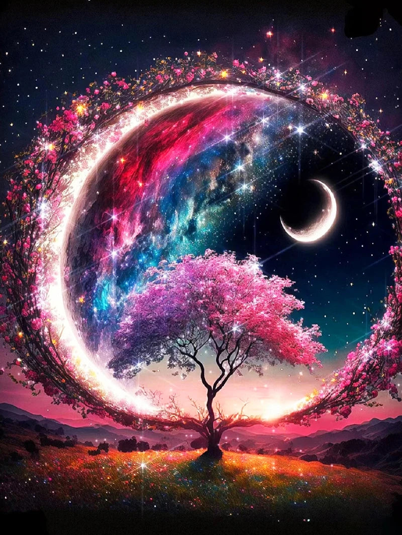 5D DIY Diamond Painting Moon Tree Landscape Home Decor - Smarsty
