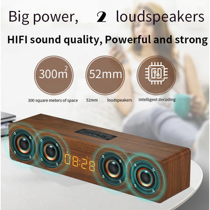Rechargeable Wooden Alarm Clock with Bluetooth Speaker - Smarsty