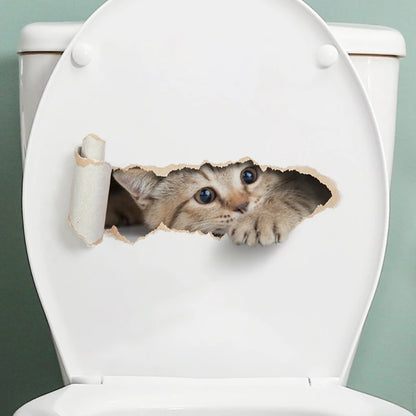 3D Effect Peeping Kitten Toilet Sticker Waterproof Design - Smarsty