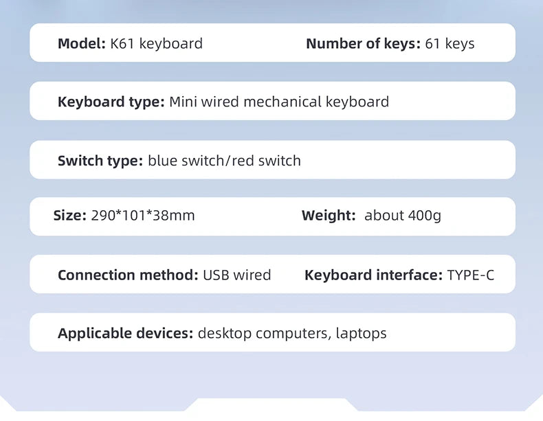 Compact 60 Percent Mechanical Keyboard RGB Wired Gaming