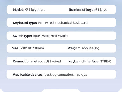 Sixty Percent Mechanical Keyboard With USB Wired Compact - Smarsty