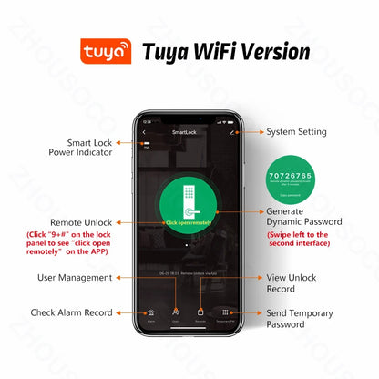 Waterproof Smart Door Lock with Bluetooth and WiFi Control - Smarsty