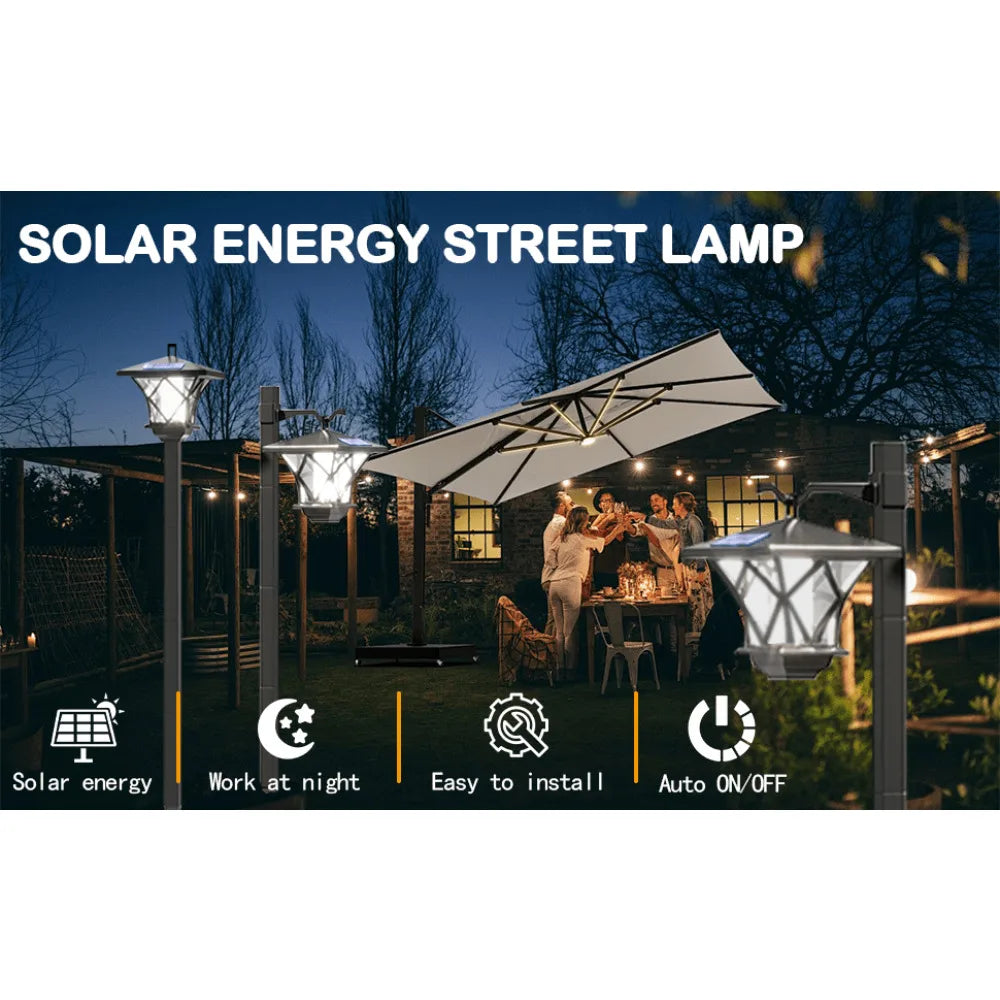59'' Solar Lamp Post Light, Outdoor Solar Lamp Post Lighting, Aluminum Retro Black Light Pole