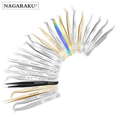 NAGARAKU Stainless Steel Eyelash Extension Tweezers for Precision Application - Smarsty