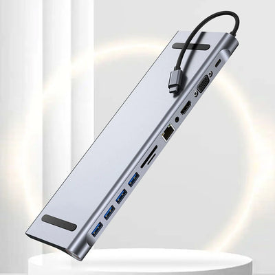 11 in 1 USB C Docking Station with 4K HDMI-Compatible VGA Ethernet USB C Dock 100W PD SD/TF Audio Type C Hub 1* USB 3.0 3*USB2.0 - Smarsty