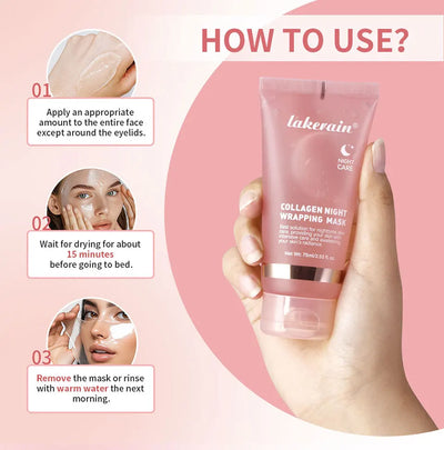 Night Collagen Wrapping Mask Rejuvenation Moisturizing Brightening Korean Face Mask Make Glowy Skin Elasticity Facial Mask - Smarsty