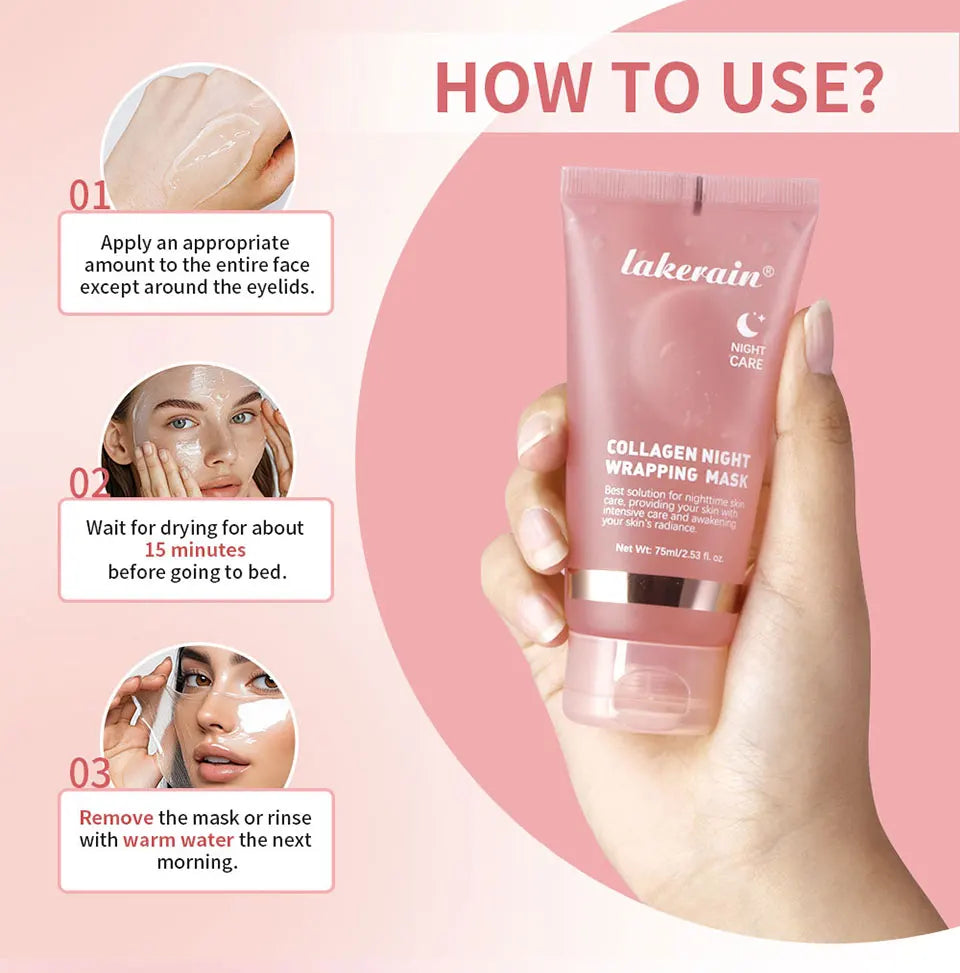 Night Collagen Wrapping Mask Rejuvenation Moisturizing Brightening Korean Face Mask Make Glowy Skin Elasticity Facial Mask - Smarsty