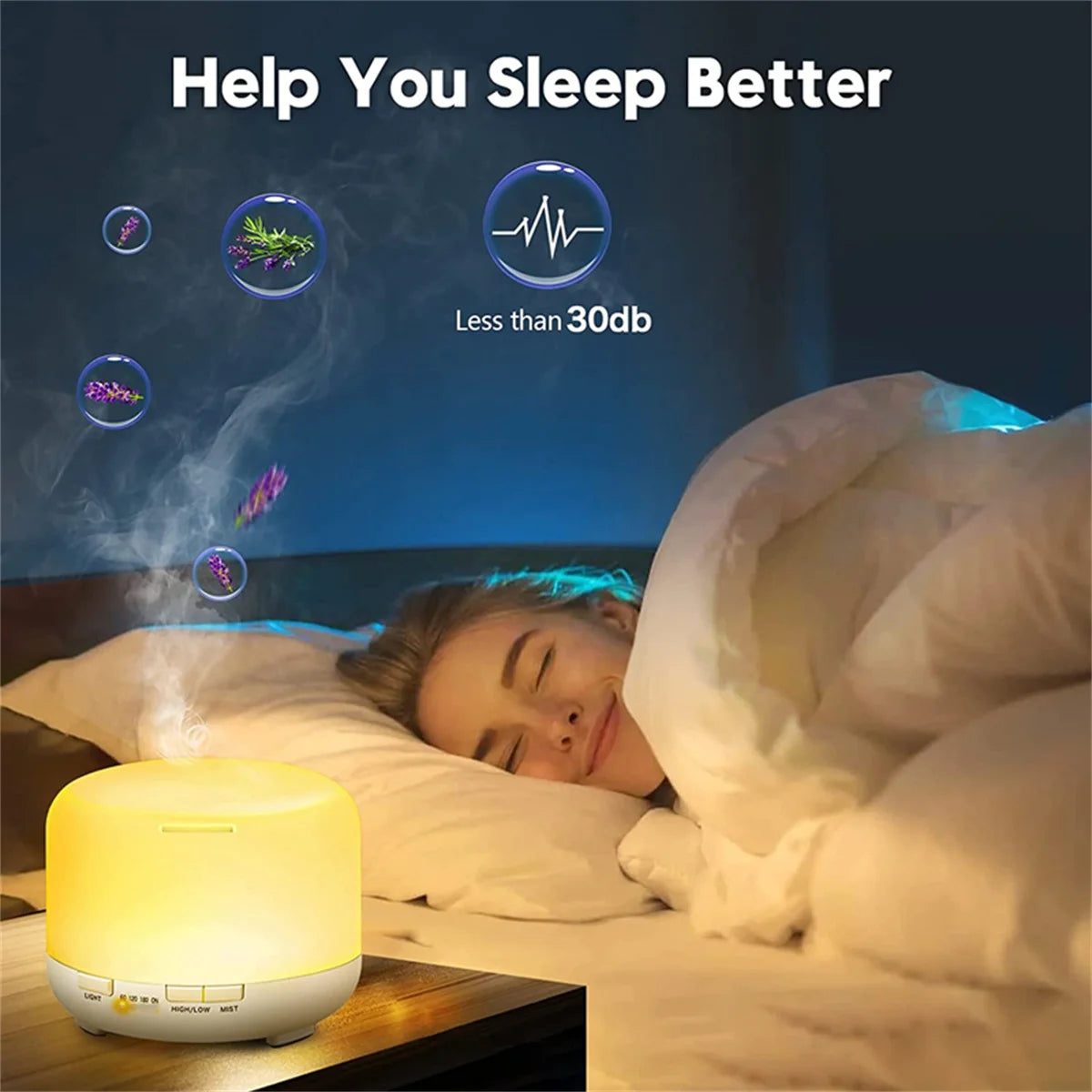 500ML USB Essential Oil Diffuser with Colorful Night Lights - Smarsty