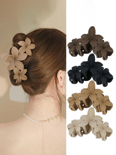 Flower Hair Claw Clip Set Non Slip Matte Beach Style - Smarsty