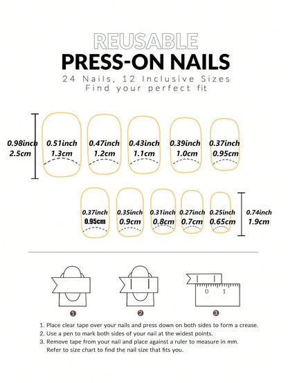 24PCS Short Pink French Press On Nails for Easy Glam - Smarsty