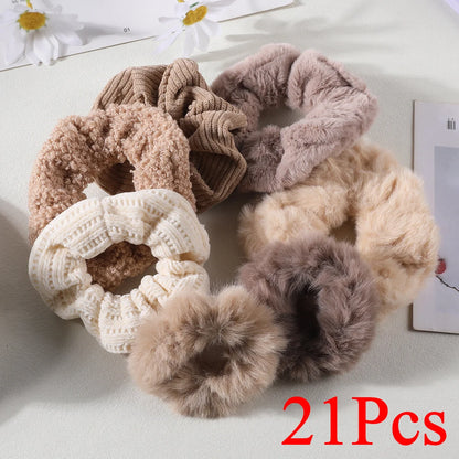 Plush Hair Scrunchies Set Soft Elastic Ponytail Holders - Smarsty