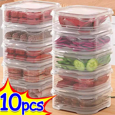 1/10PC Small Food Preservation Boxes Refrigerator Frozen Meat Vegetable Fresh-Keeping Box Transparent Kitchen Sealed Storage Box by Smarsty
