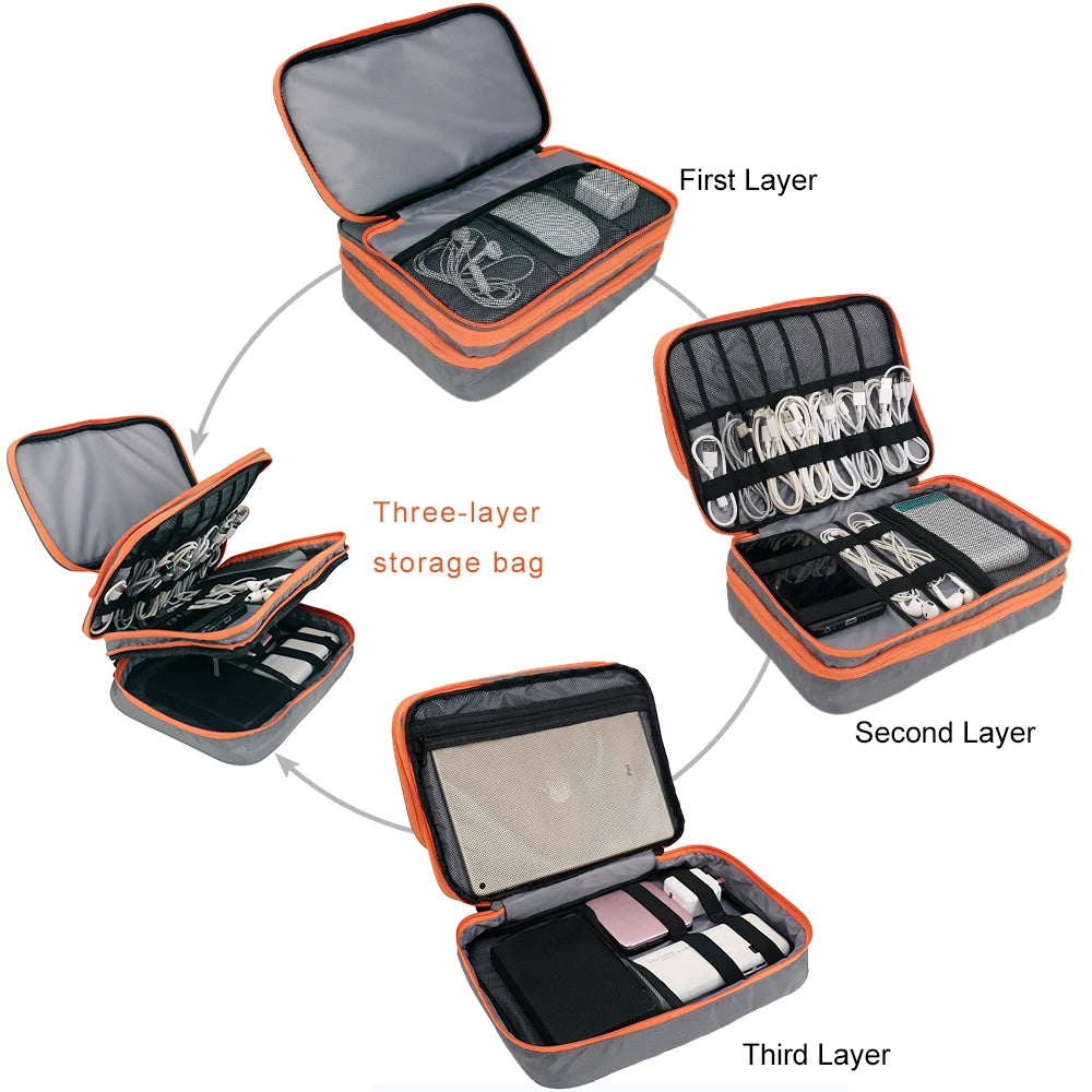 Multi Layer Electronic Accessories Organizer for Travel - Smarsty