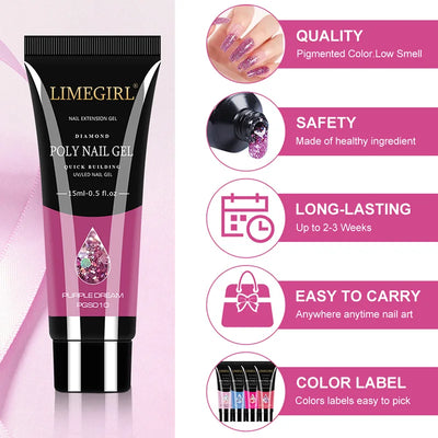 Nail Art Poly Gel Kit for Beginners with Soaking Solution - Smarsty