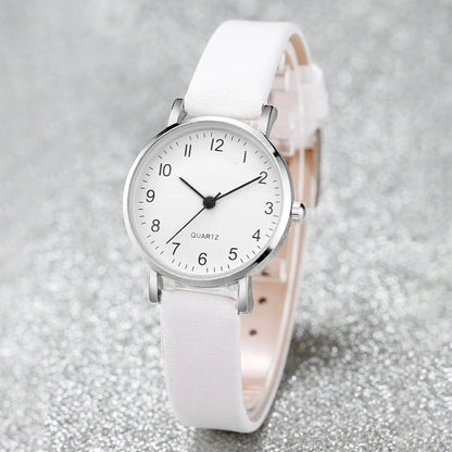Fashion Women's Quartz Watch with Leather Band and Diamonds - Smarsty
