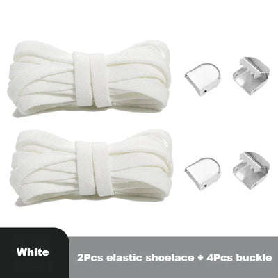 Flat Elastic Shoe Laces Sneakers No Tie Shoelaces for Shoes Tennis Quick Shoelace Clips Without Ties Shoe Accessories Kids Adult - Smarsty
