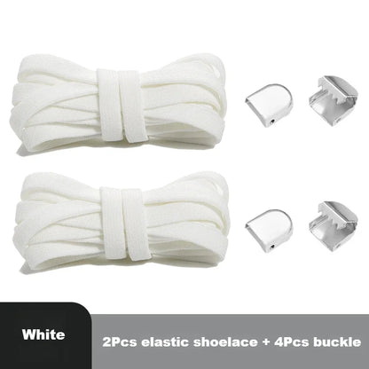 Flat Elastic Shoe Laces Sneakers No Tie Shoelaces for Shoes Tennis Quick Shoelace Clips Without Ties Shoe Accessories Kids Adult - Smarsty