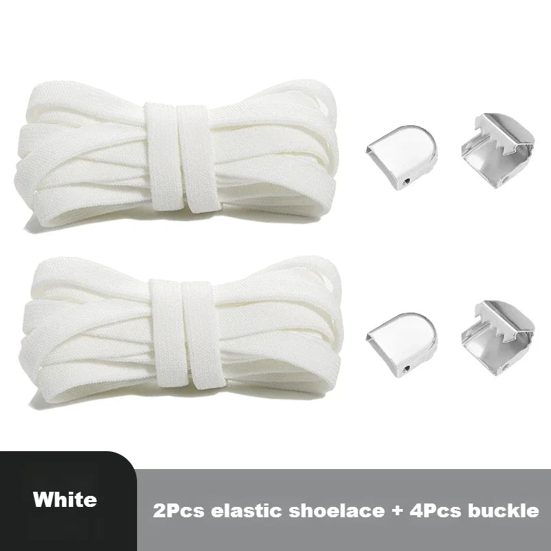 Flat Elastic Shoe Laces Sneakers No Tie Shoelaces for Shoes Tennis Quick Shoelace Clips Without Ties Shoe Accessories Kids Adult - Smarsty
