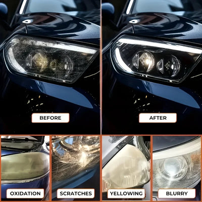 Car Headlight Restoration Polishing Kit - Scratch Remover & Oxidation Cleaner Repair Paste for Headlamp Assembly - Smarsty