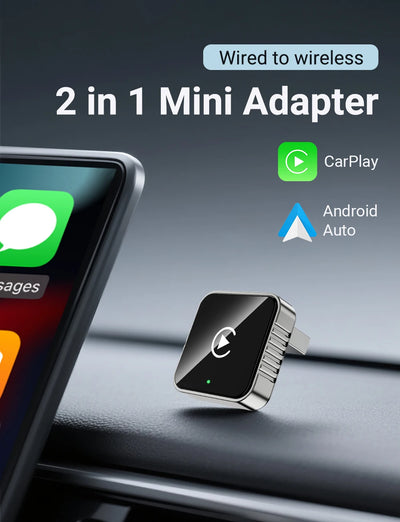New Super Mini Carplay AI Box Wired to Wireless CarPlay/Android Auto 2in1 Box 5GHz WiFi5 for 99% Original Wired CarPlay/Auto Car - Smarsty
