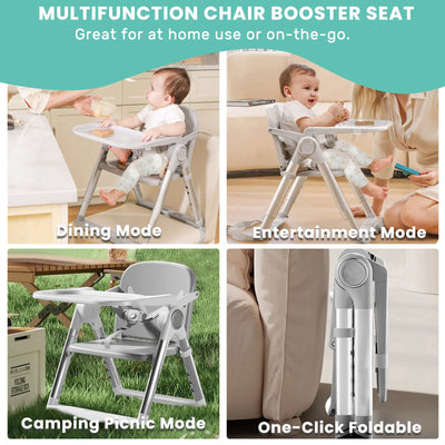 Baby Folding Booster Seat High Chair For Dining, Baby Toddler Portable Feeding Seat for Children 6 Months to 3 Years Approx - Smarsty
