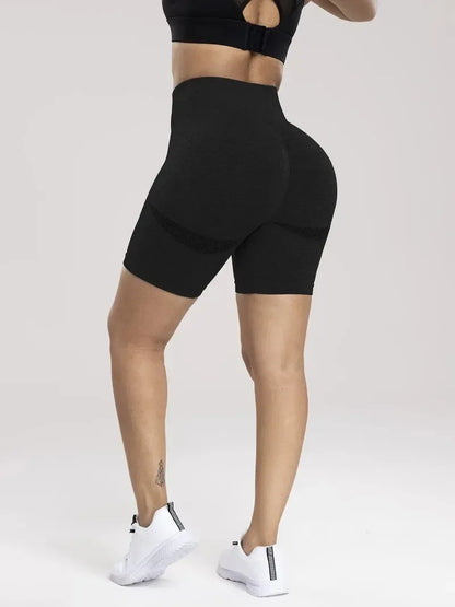 Seamless Sports Women Shorts Muliticolor Yoga Shorts Stretchy High Waist Running Cycling Leggings Hip Liftting Solid Gym Shorts - Smarsty