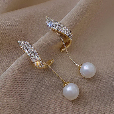 Elegant Pearl Bow Knot Earrings With Diamond Accent - Smarsty