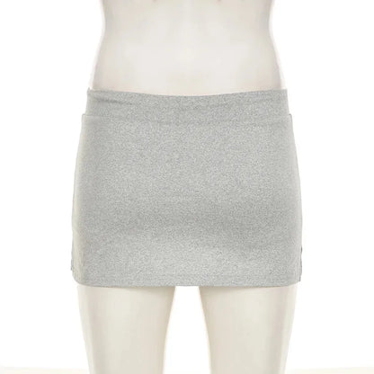 Solid Lace-up Mini Skirts Sexy American Retro Basic Vintage Casual Short Bottoms Basic Casual A-Line Knit Clothing - Smarsty
