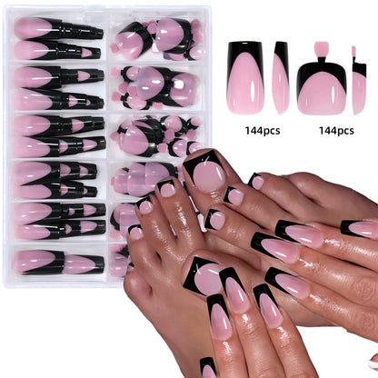 144 Piece Summer Shiny Acrylic Toenail Set - Smarsty