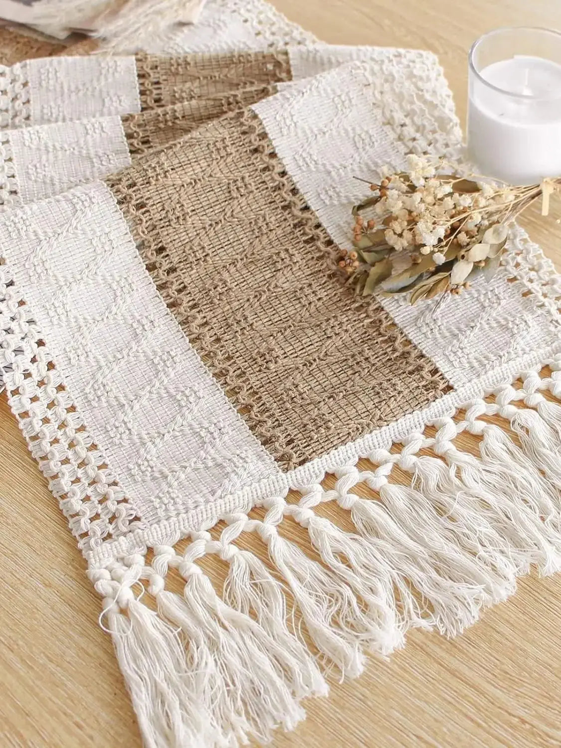 Summer Table Runner with Tassels for Rustic Decor - Smarsty