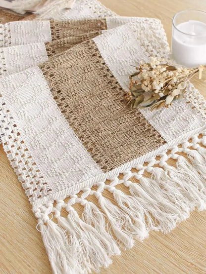 Summer Table Runner with Tassels for Rustic Decor - Smarsty
