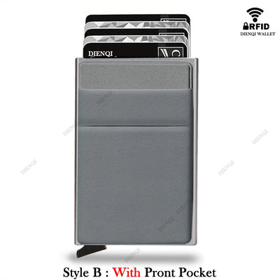 Rfid Credit Card Holder Men Thin Slim Mini Minimalist Wallets Luxury Metal Bank ID Cardholer Case Wallet for Men Carteras Choice - Smarsty