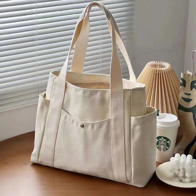 Large Capacity Canvas Tote Bags for Work Commuting Carrying Bag College Style Student Outfit Book Shoulder Bag Shopping Bag - Smarsty
