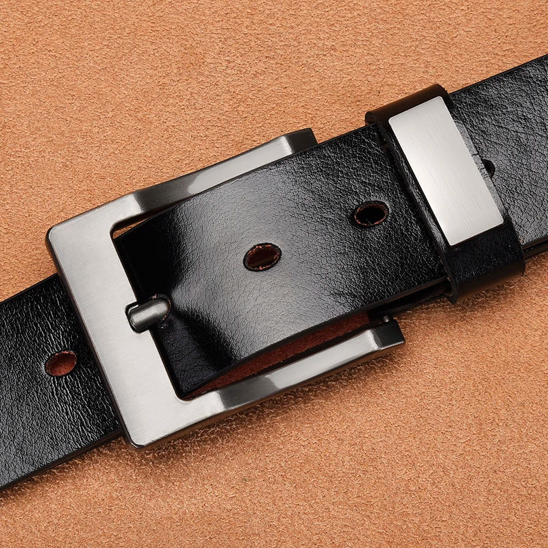 Men's Cow Leather Belt Classic Vintage Pin Buckle - Smarsty