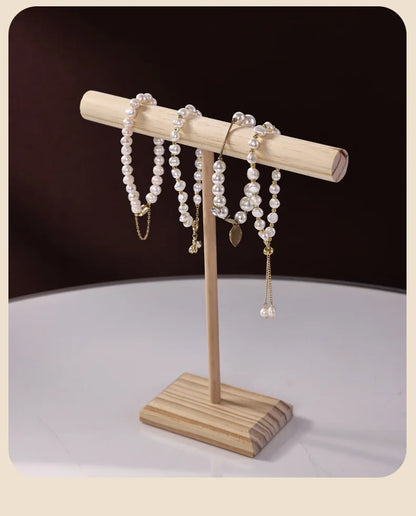 Solid Wood Jewelry Display Stand With Wooden Base - Smarsty