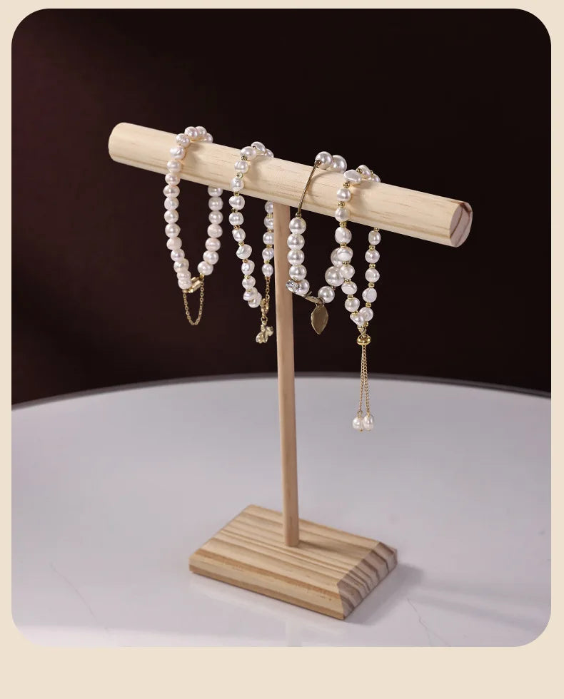 Solid Wood Jewelry Display Stand With Wooden Base - Smarsty