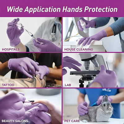 10-100pcs Disposable Purple Nitrile Gloves Latex Free Waterproof Suitable for Kitchen Food Processing Beauty Salon Work Glove - Smarsty