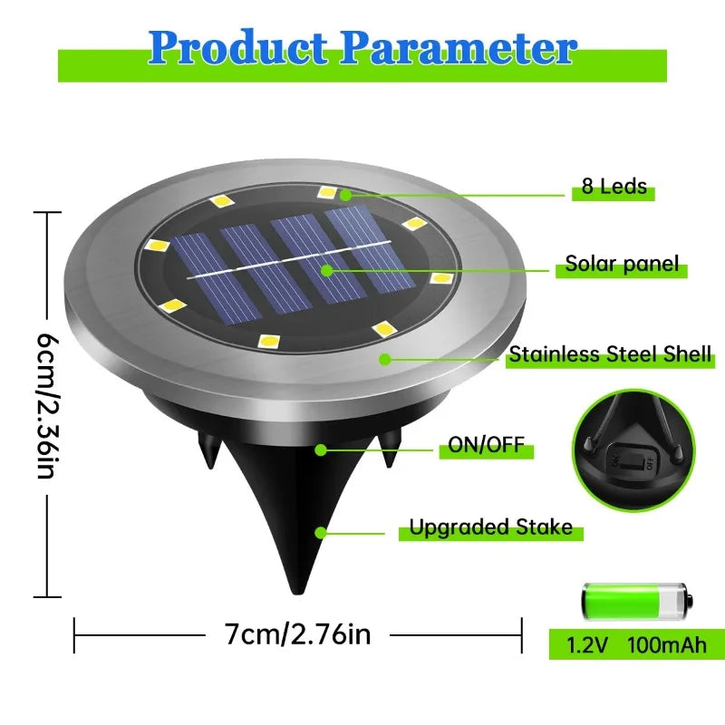 Solar LED In-Ground Lights for Bright Pathway Illumination - Smarsty