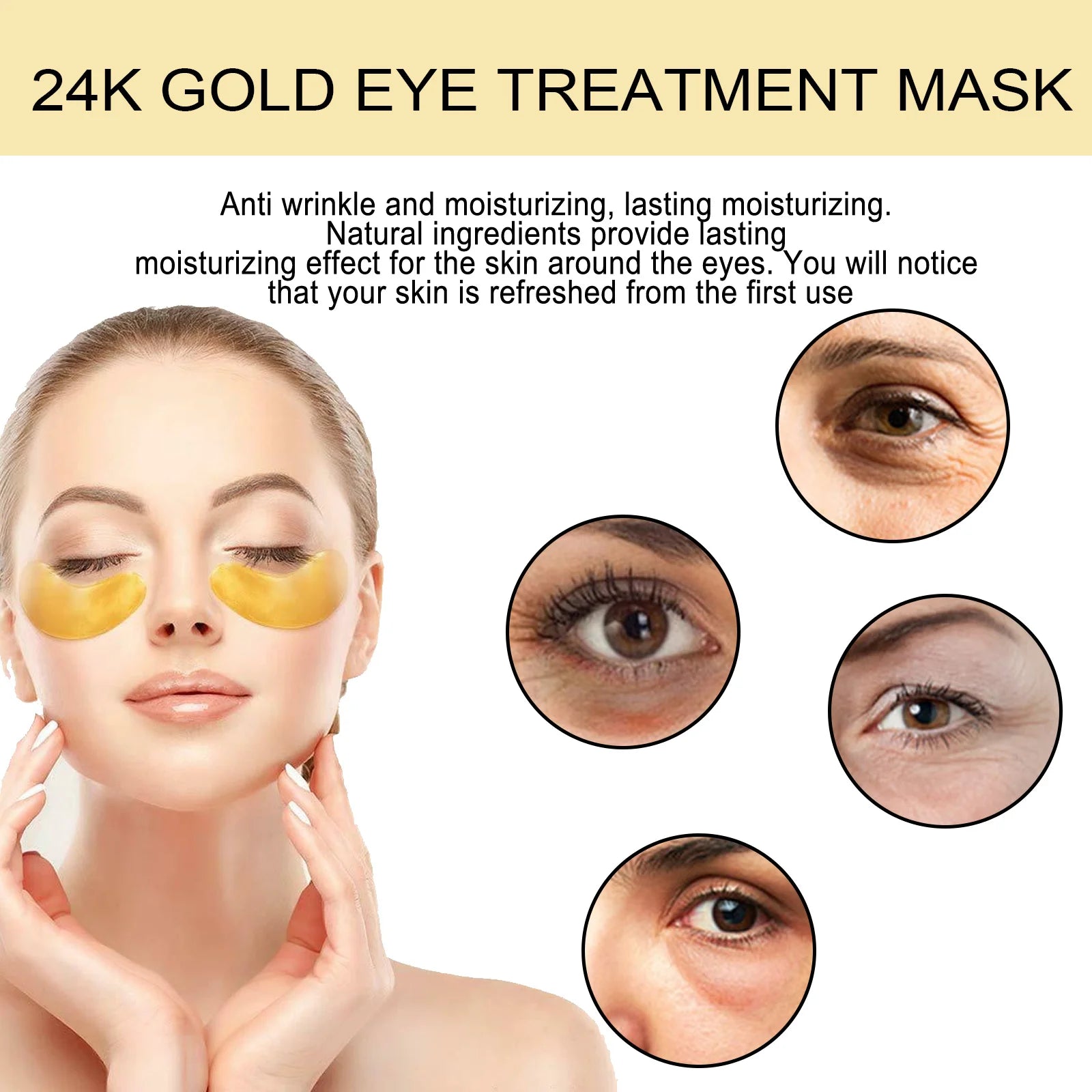 24K Gold Eye Masks for Dark Circles and Hydration - Smarsty