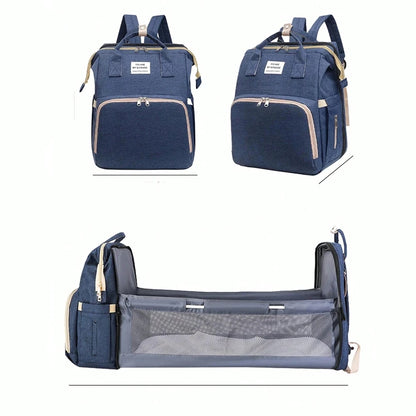 Folding Mommy Bag Lightweight Portable Folding Crib Bed Large-capacity Baby Backpack Female Mommy Outting Bag Mummy Bag