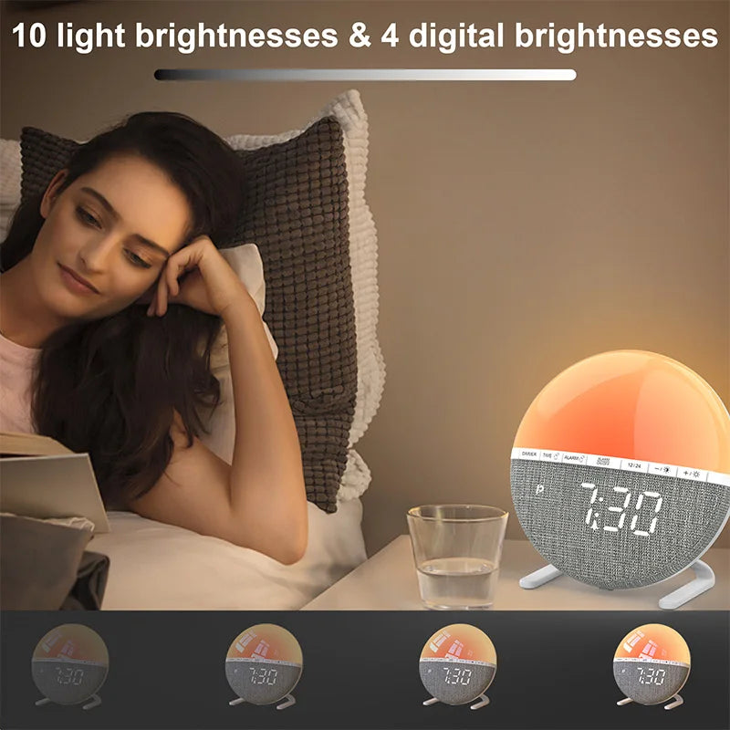 Wake Up Light Sunrise Alarm Clock with Natural Sounds - Smarsty