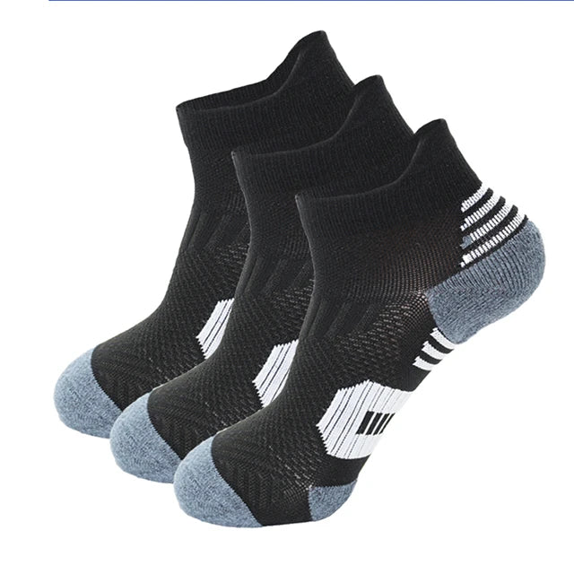 3Pair Professional Fitness Sports Socks Towel Bottom Non-Slip Running Socks Men Women Short Quick-Drying Basketball Training Sox - Smarsty