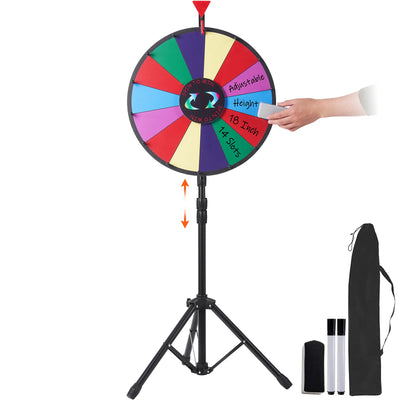 SucceBuy 18 Inch Tabletop Color Prize Wheel w/ Folding Tripod Floor Stand 14 Slots Dry Erase for Win Fortune Spinning Stand Game - Smarsty