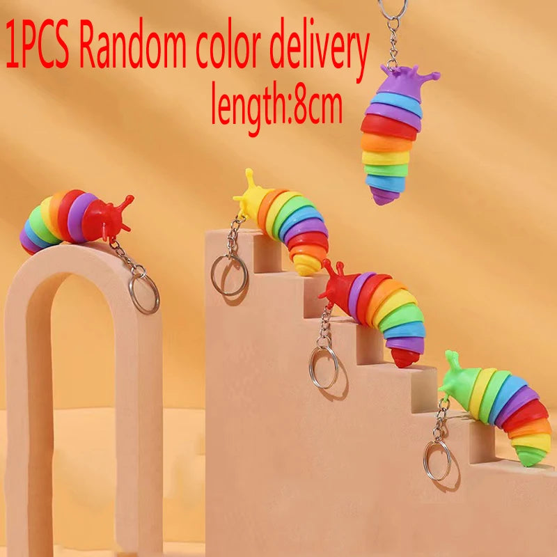 3D Slug Fidget Toy Colorful Slug Snail Toy Articulated Flexible All Ages Relief Anti-Anxiety Sensory Toys for Children by Smarsty