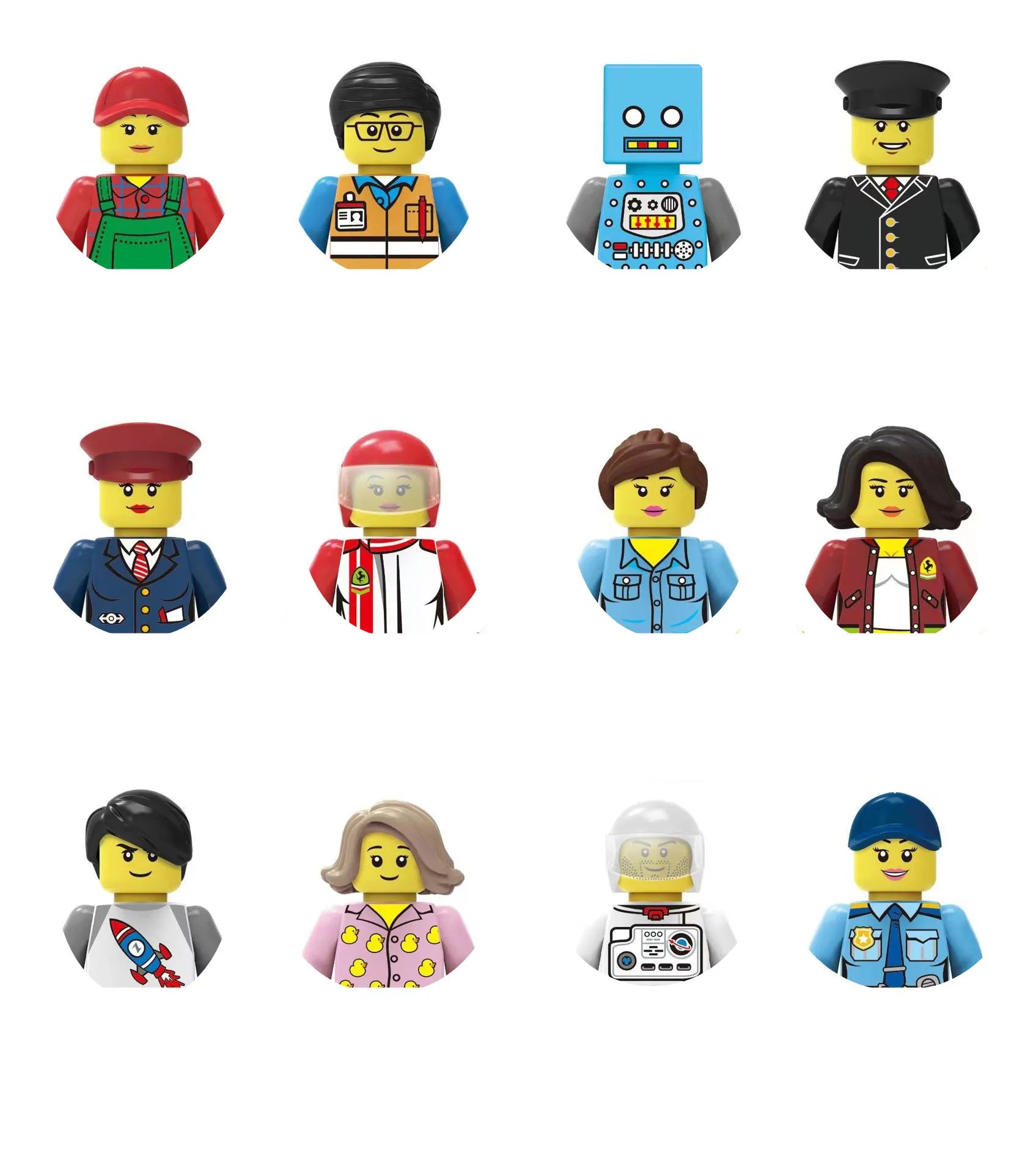 building blocks action doll mini city figures toys girls soldiers policeman robot worker fireman farmer cook movie characters