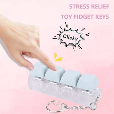 4 Keys Keyboard Keycaps Fidget Toy DIY Finger Keycaps Party Stress Relief Keyboard Caps Finger Button Fidget Decompression Toys - Smarsty