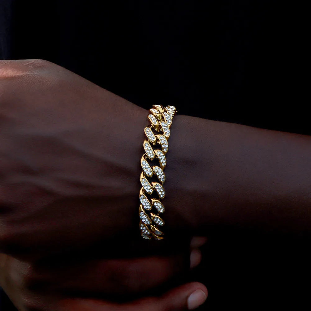 14MM Iced Prong Link Cuban Chain Bracelet for Men and Women - Smarsty