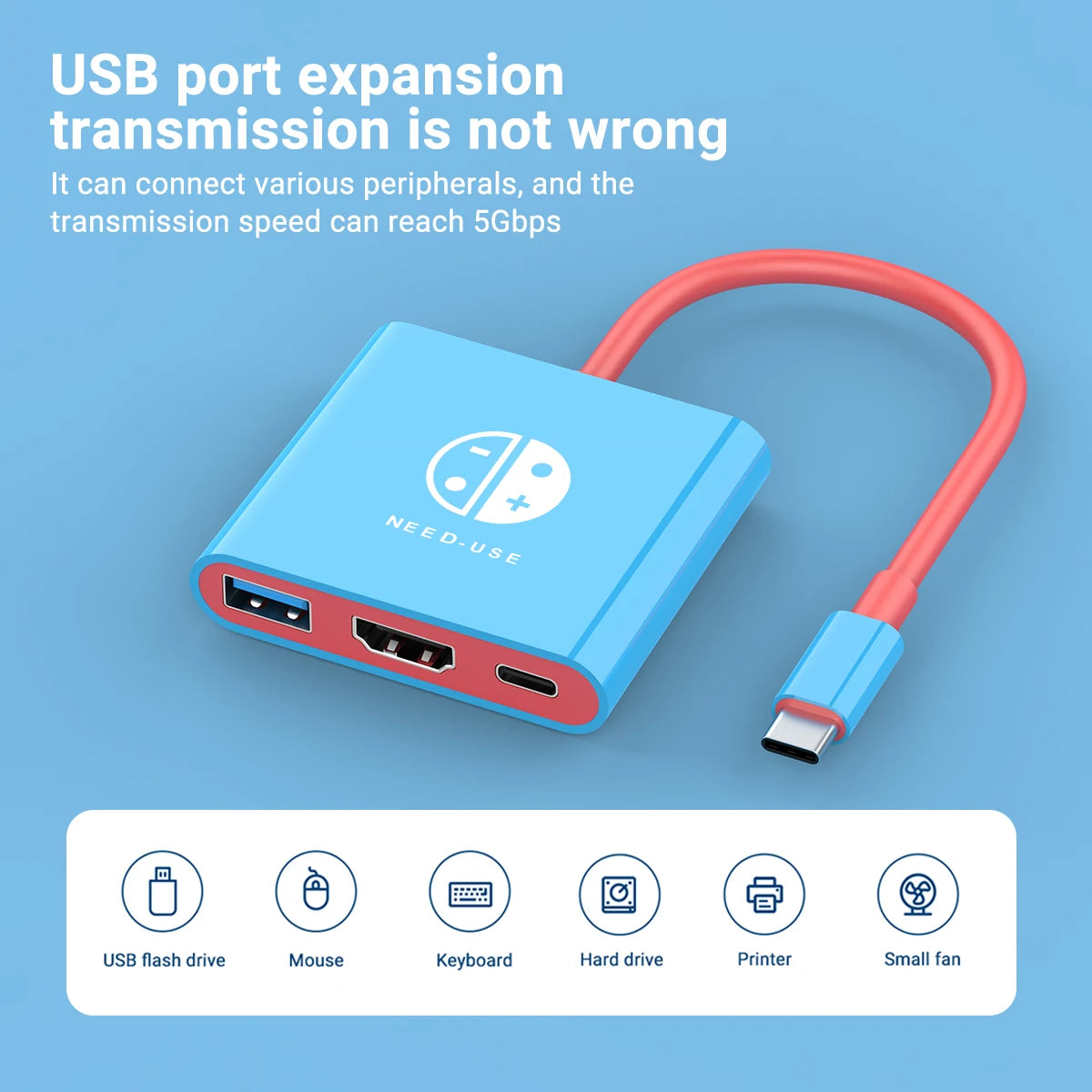 Portable USB C Hub With HDMI Travel And Gaming Dock