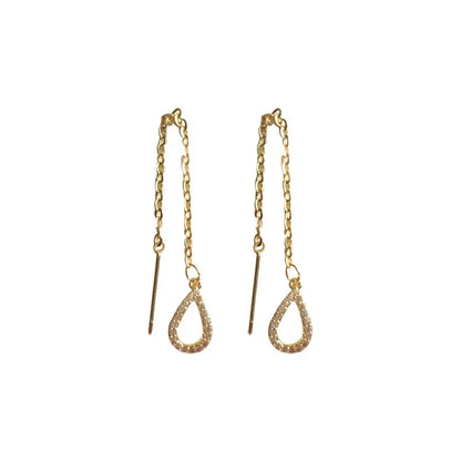 Rose Gold Drop Earrings with Zircon Crystals for Women - Smarsty